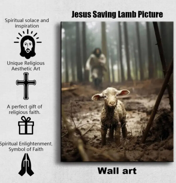 Jesus & Lamb Canvas Wall Art - Image 3