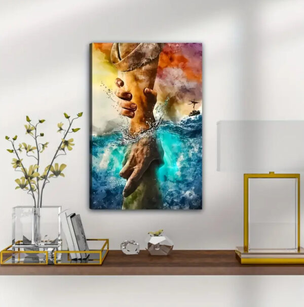 The Hand Of Jesus Reaching Into Water Canvas - Image 7