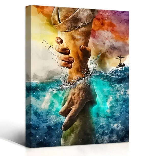 The Hand Of Jesus Reaching Into Water Canvas - Image 5