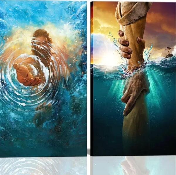 The Hand Of Jesus Reaching Into Water Canvas